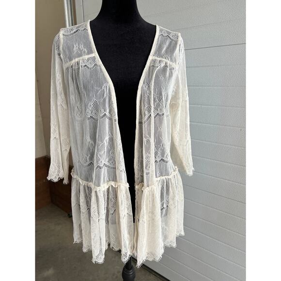 Lilly White Lace Cover Up Cardigan - Women's Size M - Picture 2 of 6